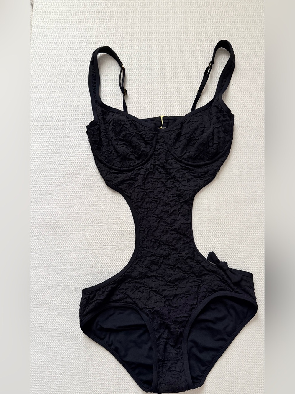 Coco Rave Black Textured Cutout One-Piece Swimsuit!